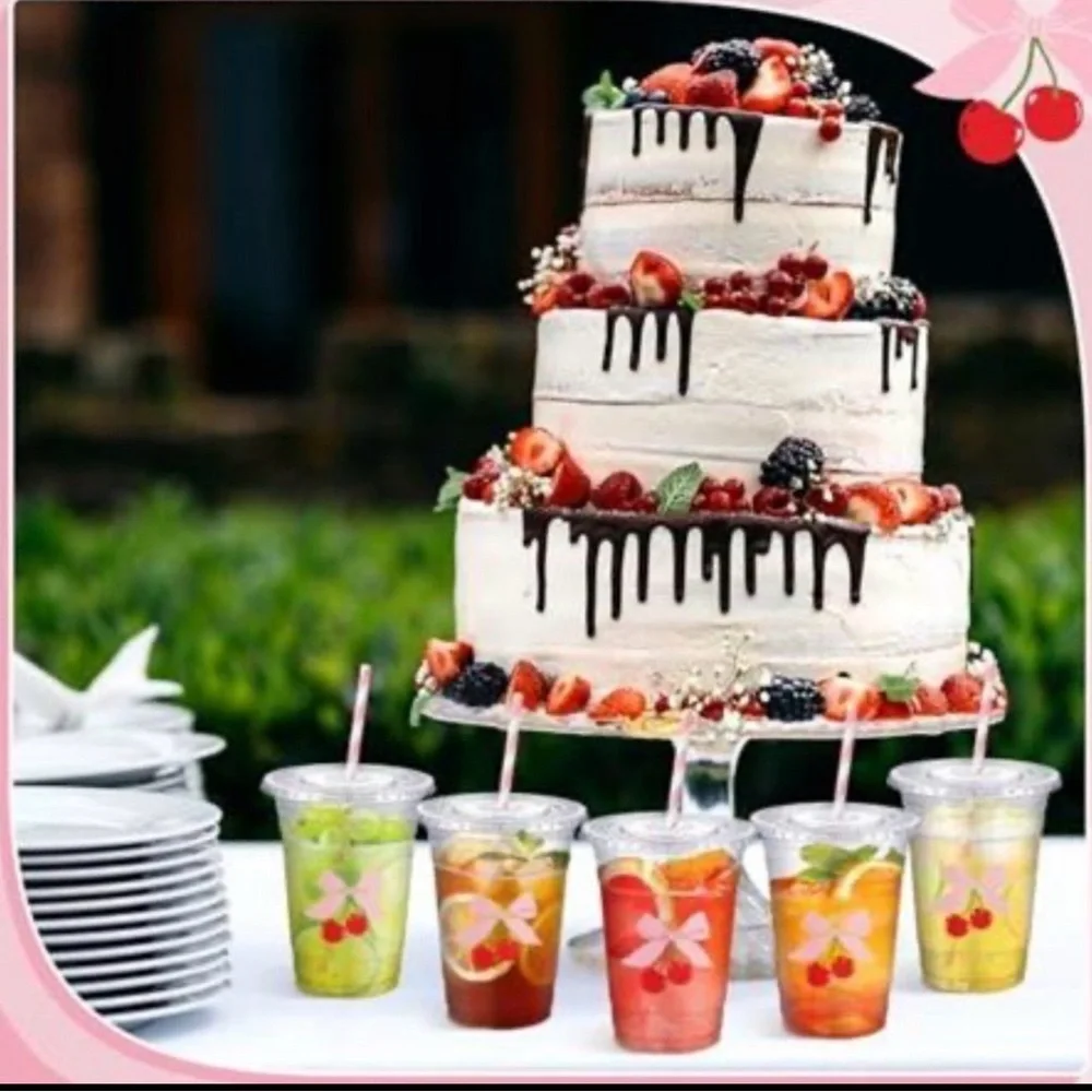Cherry Party Cups and Straws Set